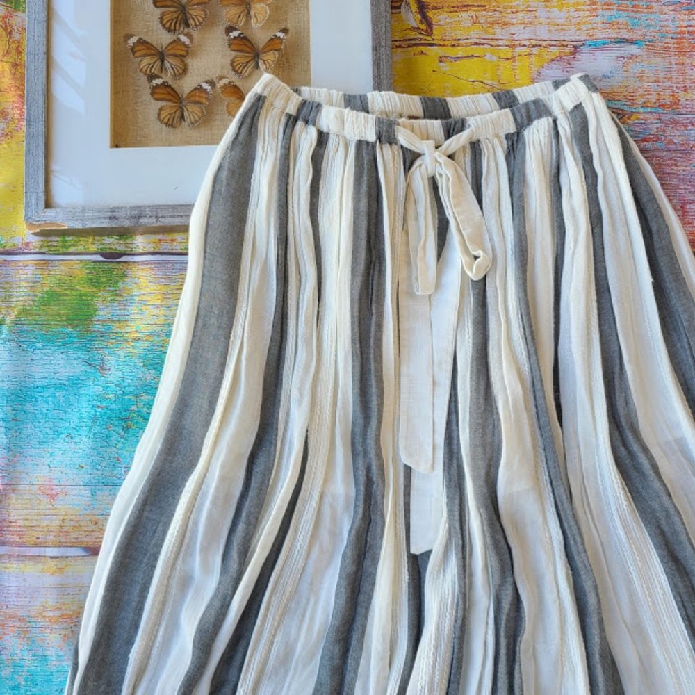 Free People Lily Stripe Gauzy A-line Midi Skirt M - Picture 6 of 7